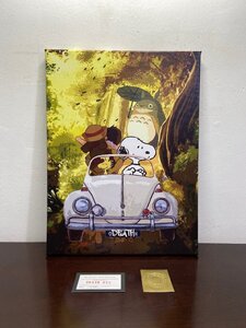 DEATH NYC 額付き 世界限定100枚 ポップアート スヌーピー snoopy ドライブ ピクニック 現代アート 布製