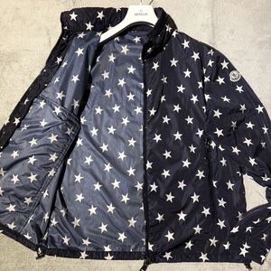 2XL相当★ MONCLER モンクレール CAPBRETON CIUBBOTTO 総柄 ナイロン ジャケット マウンテンパーカー インフード 星柄 スター 紺 メンズ 5