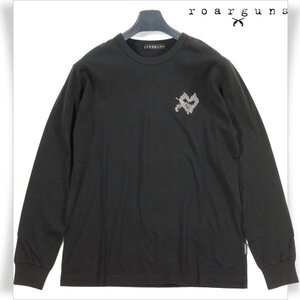 新品1円～★roarguns ロアーガンズ メンズ クロスガンスワロフスキー加工 日本製 長袖クルーネックTシャツ 3 コットン綿 黒 本物◆S1092◆