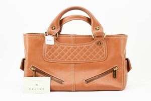 1円 CELINE セリーヌ ブギーバッグ レザー ハンドバッグ トートバッグ ライダース ナチュラル ブラゾン ロゴ 24-1852