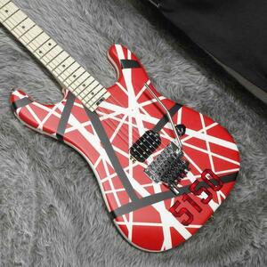 EVH Striped Series 5150 MN Red with Black and White Stripes