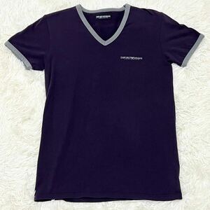 エンポリオ アルマーニ　EMPORIO ARMANI 半袖Tシャツ　Tシャツ　紫　パープル　グレー　Vネック　Lサイズ　