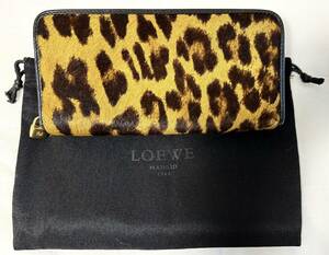 ロエベ　ハラコ素材長財布　美品　LOEWE