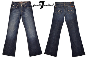 K-3471★美品★7 for all mankind セブン フォー オール マンカインド★USA製 ヴィンテージ加工デニム ストレッチ ブーツカットジーンズ 24