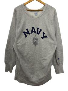 Champion◆×US.NAVY/90s/NAVY/刺繍タグ/RWスウェット/XL/コットン/GRY