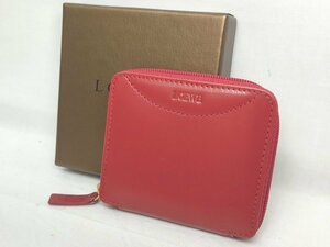 ♪売り切り 大特価 LOEWE ロエベ ラウンドファスナーコインケース レザー レッド 小銭入れ 財布 箱付き 中古♪