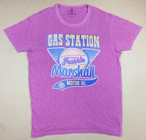 FRANKLIN MARSHALL GAS STATION Marshall MOTOR OIL 丸首Tシャツ イタリア製 L ピンク MADE IN ITALY 内側タグ傷みあり