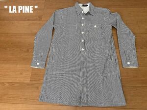 ★TU★【LAPINE】★センスのいいデザイン！　ビンテージ復刻老舗ラピーヌのヒッコリーショップコート★スタッフコート★ベルボトム