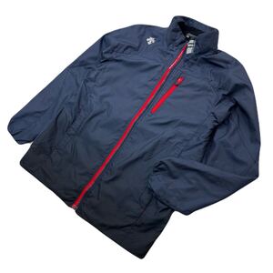 DESCENTE デサント ウィンドブレーカー ナイロンジャケット ダークネイビー レッド メンズ L 通年 スポーツ トレーニング 運動 散歩■DJ291