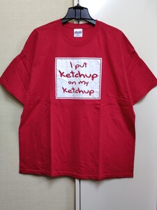 [送料無料](r20b5)2XLケチャップ好きi put ketchup on my ketchupオモシロusaアメリカ輸入古着半袖プリントTシャツオーバーサイズゆるだぼ