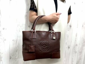 極美品 LOEWE ロエベ アナグラム フスタ ハンドバッグ トートバッグ バッグ レザー 茶 73633