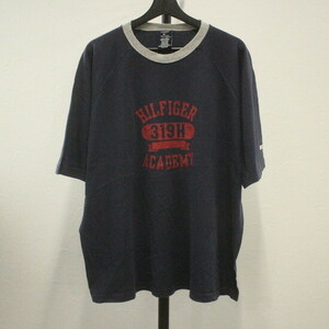 A606 2000年代製 トミーヒルフィガー 半袖プリントTシャツ■00s 表記XLサイズ ネイビー 紺 TOMMYHILFIGER アメカジ ストリート 激安 希少