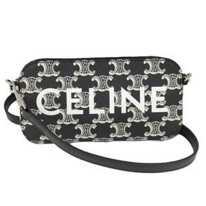 【中古】CELINE ホリゾンタル ショルダーバッグ トリオンフ レザー ブラック