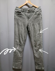 【NAVY JEANS1936】秋冬春物☆おしゃれ可愛い美脚ジョーガーデニムパンツ黒☆32インチW84L80☆送660円☆☆