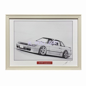 日産 NISSAN シルビア S13【鉛筆画】名車 旧車 イラスト A4サイズ 額付き サイン入り