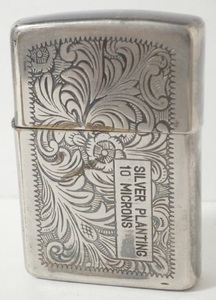 1989年 ZIPPO 両面加工 唐草模様 10ミクロン 銀メッキ 銀張り 80s Vintage ZIPPO SILVER PLANTING 10 MICRONS