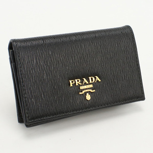 中古良品プラダPRADA レザー カードホルダー 名刺入れ 1MC122 ブラック ランク：A us-2