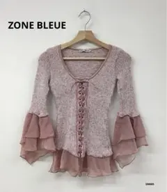 ZONE BLEUE ゾーンブルー　ニット　リボン　フリル　フランス製　ピンク