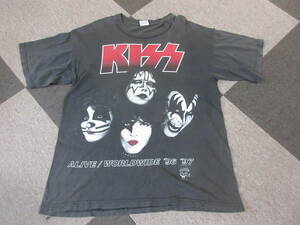 90s KISS ALIVE WORLDWIDE 96 97 Tシャツ L USA製 PYRAMID ヴィンテージ 当時物 GOT バンド 黒 Metallica Ozzy Aerosmith