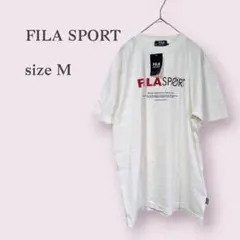 訳あり【FILA】フィラ　ロゴ　プリント　Tシャツ　ホワイト　スポーツ　半袖 M