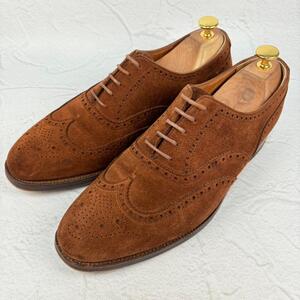 【良品】Crockett&Jones クロケットアンドジョーンズ カンタベリー スエード 茶 ブラウン 8 26.5cm 英国製 レザーソール ビジネス