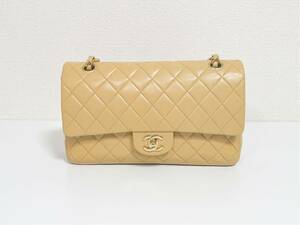 ☆極美品☆CHANELシャネル ショルダーバッグ ダブルフラップ Wフラップラムスキン マトラッセ ヴィンテージ ベージュ　ヴィンテージ