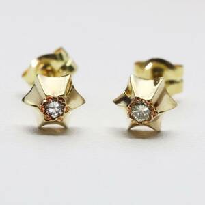 アガット K18 ダイヤモンド ピアス 0.02ct×2/24-2530S