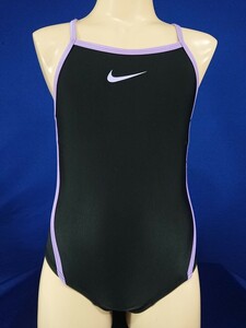 ka_5998s ★定形外 配送★ NIKE ナイキ 光沢 ブラック パープルパイピング ハイカット 競泳水着 110