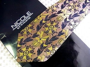 ♪34569C♪良品【刺繍 勲章 バッジ 王冠 葉っぱ 植物 柄】ニコル【NICOLE】ネクタイ