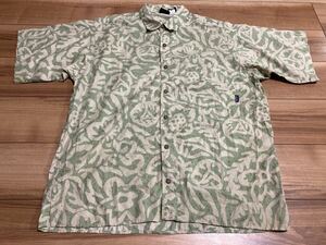 patagonia パタゴニア　p6 ＡＣシャツ　柄シャツ　アロハシャツ 半袖シャツ 総柄 ９０Ｓ　グリーン　ポルトガル製　Ｌサイズ　新品