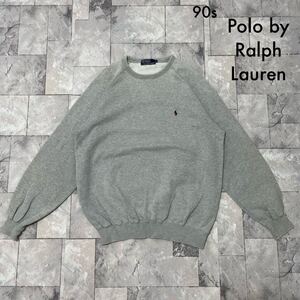 90s Polo by Ralph Lauren ポロ ラルフローレン sweat スウェット ラグラン トレーナー Vガゼット ナイガイ製 ヴィンテージ 玉FL3702