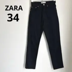 ザラ　ZARA ストレートパンツ　レディース　34  黒　ブラックデニム