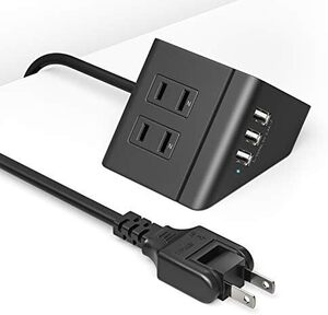 ブラック Letmy 電源タップ usb 延長コード 1.5m 4個AC口 3USBポート コンセント 分岐 テーブルタップ 急