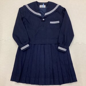 I995/(中古)兵庫県 松陽中学校 女子制服2点 /特大/大きめ/大きい/B3/W74~82/丈58/冬セーラー/冬スカート/NIKKE/冬/紺/高校/学生服