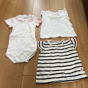 【中古】PETIT BATEAU プチバトー　ロンパース　Tシャツ　サイズ12m/74cm 半袖ロンパース ベビー服