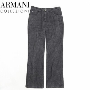 国内正規品◆ARMANI COLLEZIONI アルマーニ コレッツォーニ ストレッチ ロゴ刺繍 デニム パンツ ジーンズ インディゴブラック 42