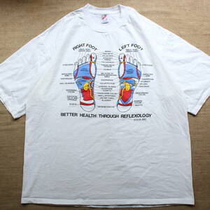 1990s 健康 足つぼ フット リフレクソロジー アナトミカル ヴィンテージTシャツ 整体USA製 アメリカ アート 宇宙 人体 筋肉 解剖図 内臓