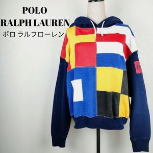 【a011】POLO ラルフローレン 90s パッチワーク 総柄 オーバーサイズ