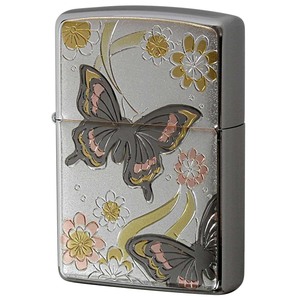 Zippo ジッポライター 電鋳板 プレート貼り 和柄 伝統工芸 蝶 Butterfly メール便可