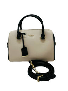 【USED品】＊チャームタグ付き＊kate spade new york ケイトスペード / 2WAYミニボストン バイカラー / 斜め掛けショルダーストラップ付き