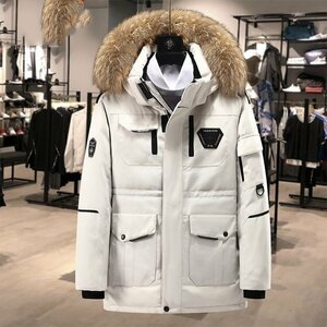 YR-NO1【実寸M】最高級ライン 新品 白 超防寒premium多機能 寒冷地 重厚 豪雪 Ecoファー付 ファー脱着 高品質 贅沢 ダウンジャケット