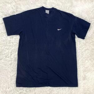 ▲NIKE ナイキ▲スポーツウェア 半袖Tシャツ ネイビーL ハイネック 無地