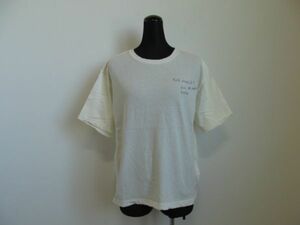 (35733)サマンサモスモスブルー　SM2　Tシャツ　カットソー　クルーネック　半袖　刺繍　オフホワイト　M　USED