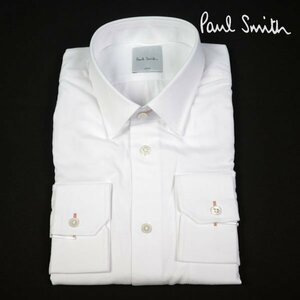 未使用1円～★定価1.9万 ポールスミス Paul Smith 長袖 マイクロヘリンボーン ドレスシャツ L 白 正規店本物 ◆4103◆