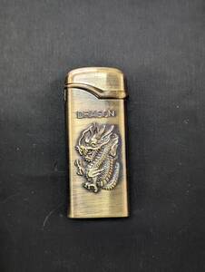 [ジャンク]　DRAGON(ドラゴン/黄龍) ガスライター ターボライター ゴールド 当時物 アンティーク 喫煙具 着火未確認 同梱可