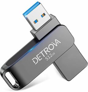 DETROVA USB メモリ 512GB USBメモリ USB3.0メモリー 大容量 外付け 容量不足解消 小型 360度回転式 Mac Windows PC対応 合金製 防水 防塵