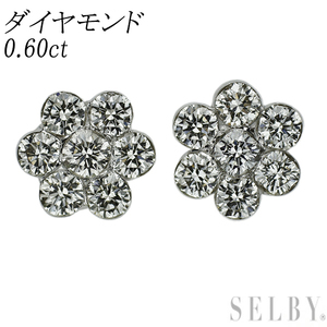 K18WG ダイヤモンド ピアス 0.60ct フラワー 出品4週目 SELBY