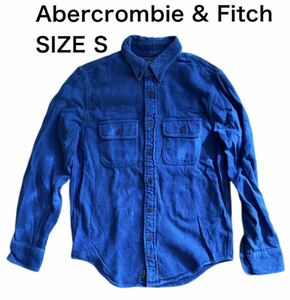 【送料無料】中古 Abercrombie & Fitch アバクロンビー&フィッチ 長袖 シャツ ボタンダウン ネルシャツ ブルー サイズ S