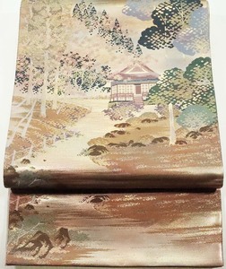 留袖用 袋帯 金箔 山水画 F5323 未使用品 着物 レディース Mサイズ オールシーズン 送料無料 入学式 卒業式 結婚式