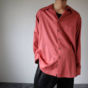 S52 1990s - Satin oversized Long Sleeve Shirt Pink コットンポリエステル 光沢 サテン オーバーサイズ ルーズ 長袖 シャツ ピンク XL